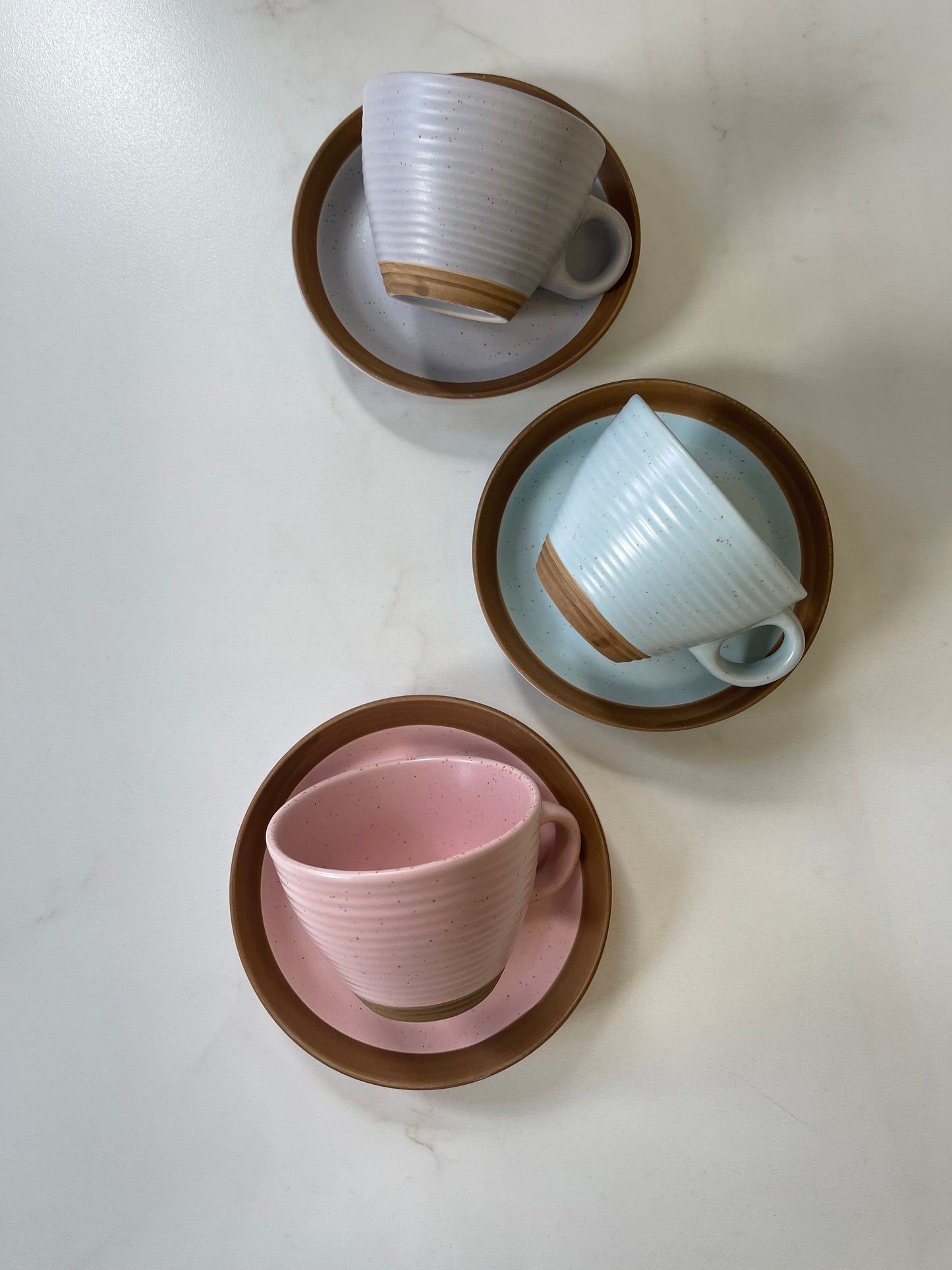 Set 6 Cups in Pink, Blue and Lilac Colors