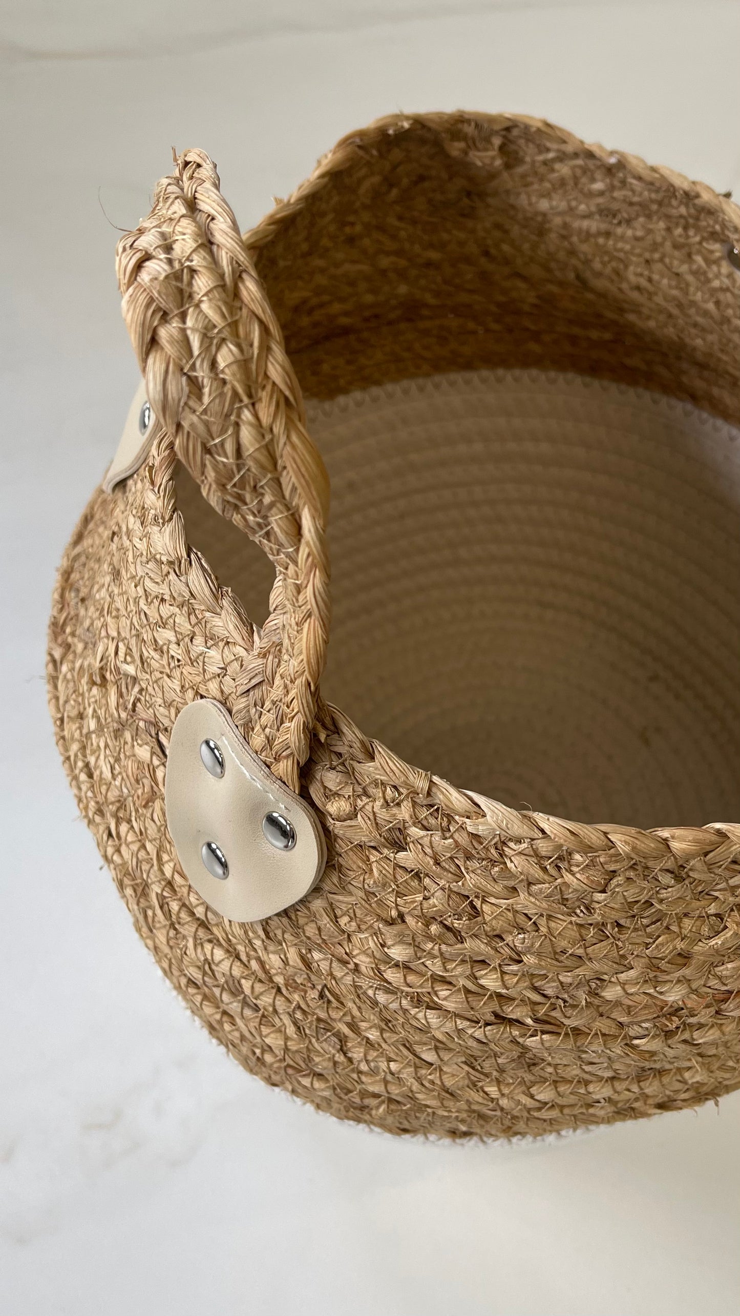 Rattan Beige And White Portfolio Basket