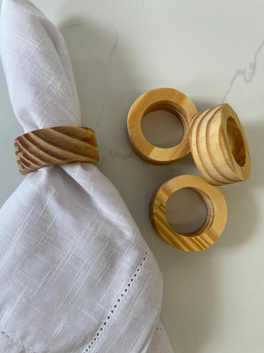 4pcs Pine Wood Napkin Ring