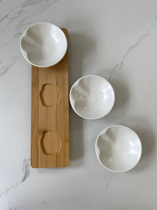 Set 3pcs Bamboo Porcelain Snack