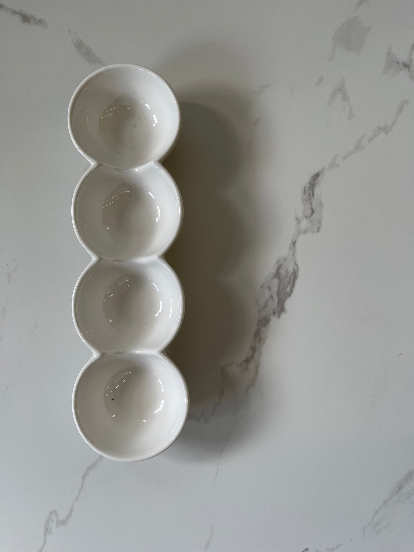 White Ceramic Snack Divided Into 4