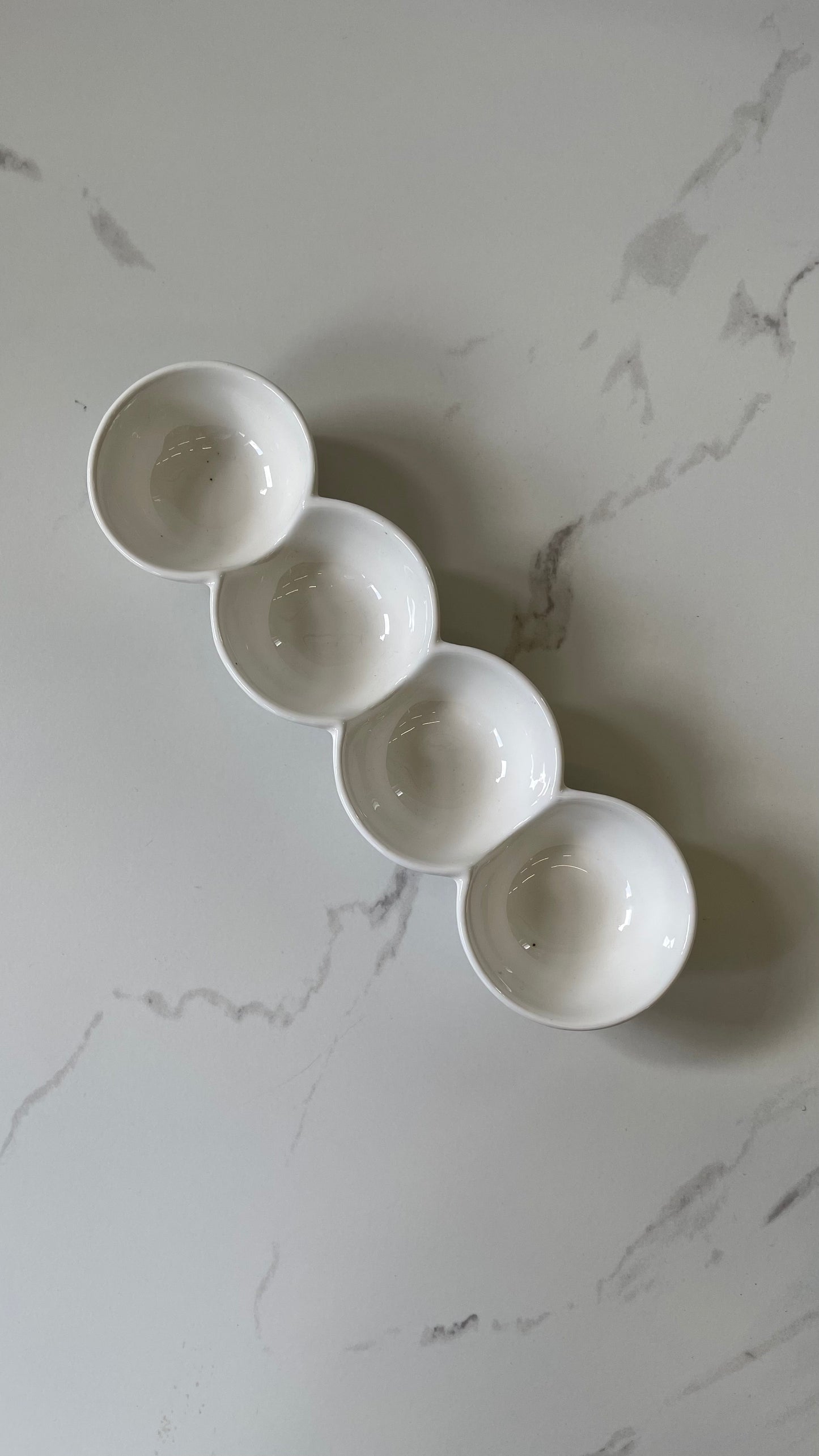 White Ceramic Snack Divided Into 4