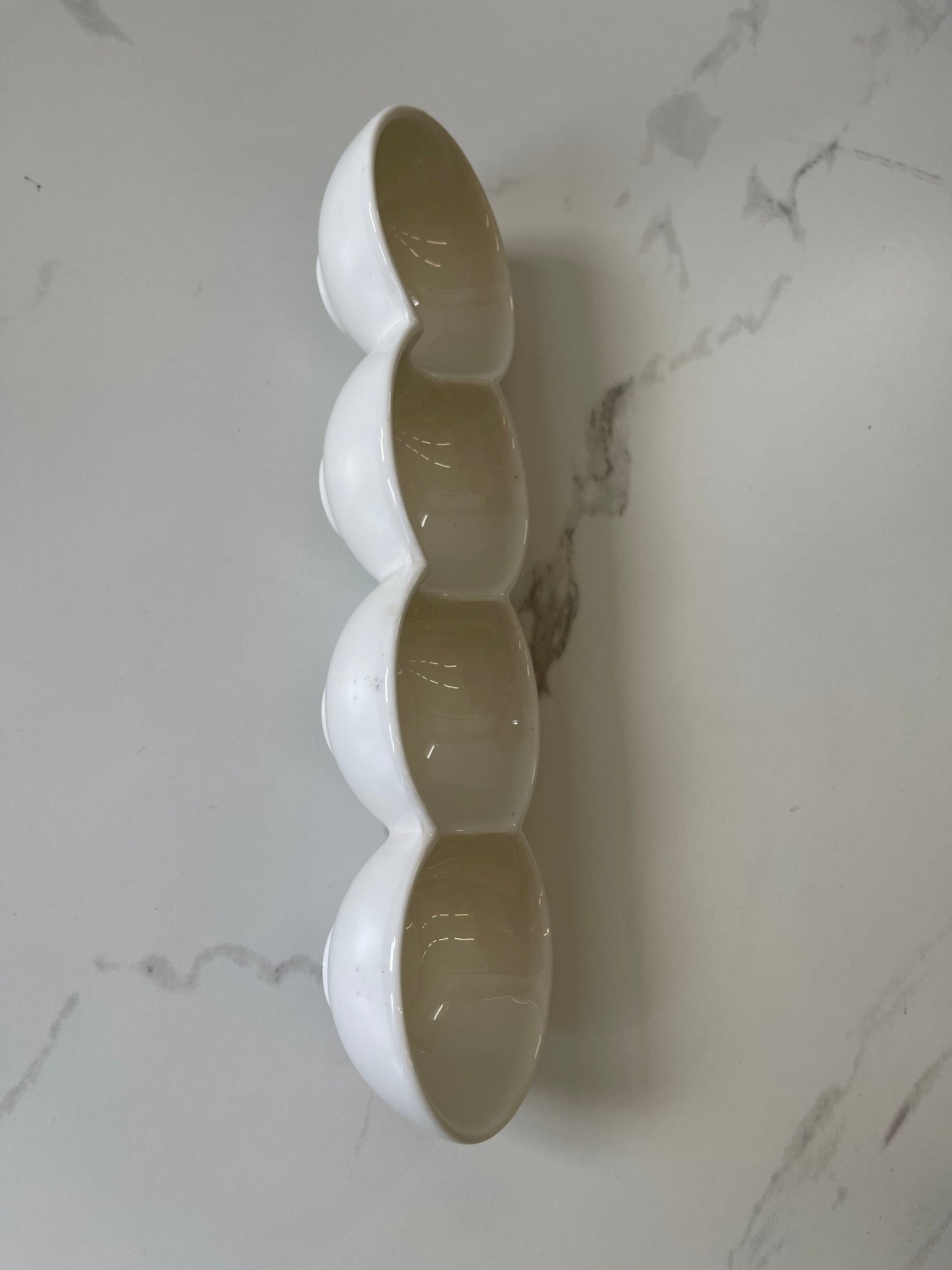 White Ceramic Snack Divided Into 4