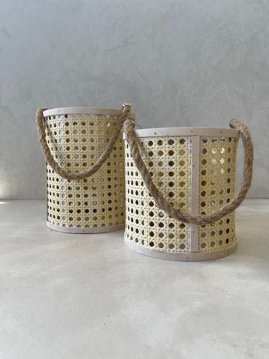 Woven Basket With Rope Wings Large