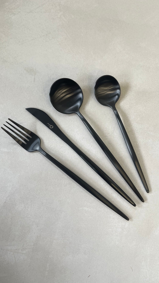 16pcs Cutlery Black