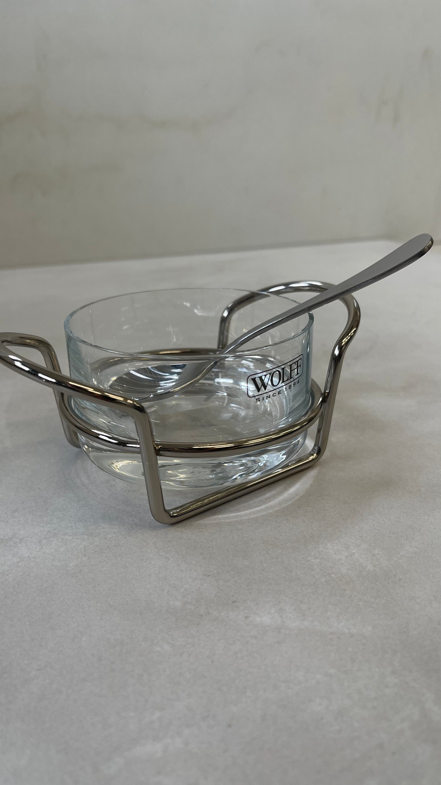 Glass Sugar Bowl w/ Stainless Steel Lid and Teaspoon