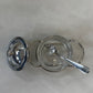 Glass Sugar Bowl w/ Stainless Steel Lid and Teaspoon