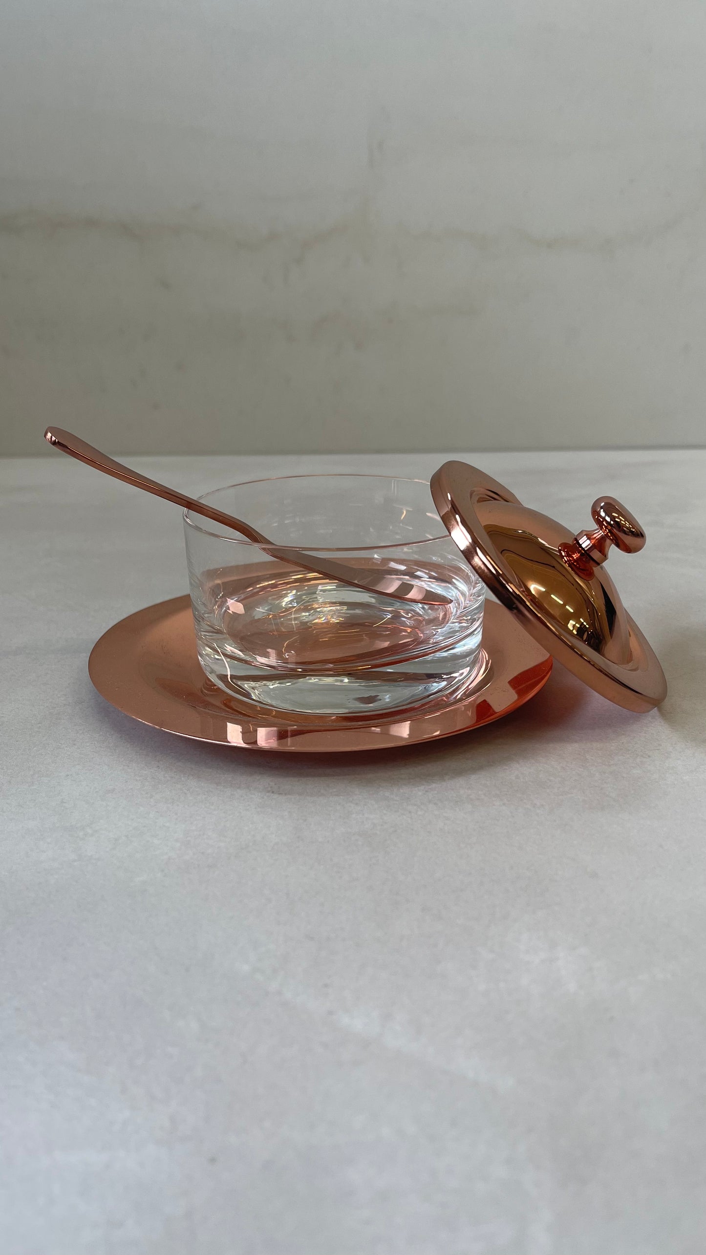 Glass Butter Dish Stainless Steel Spatula Rose