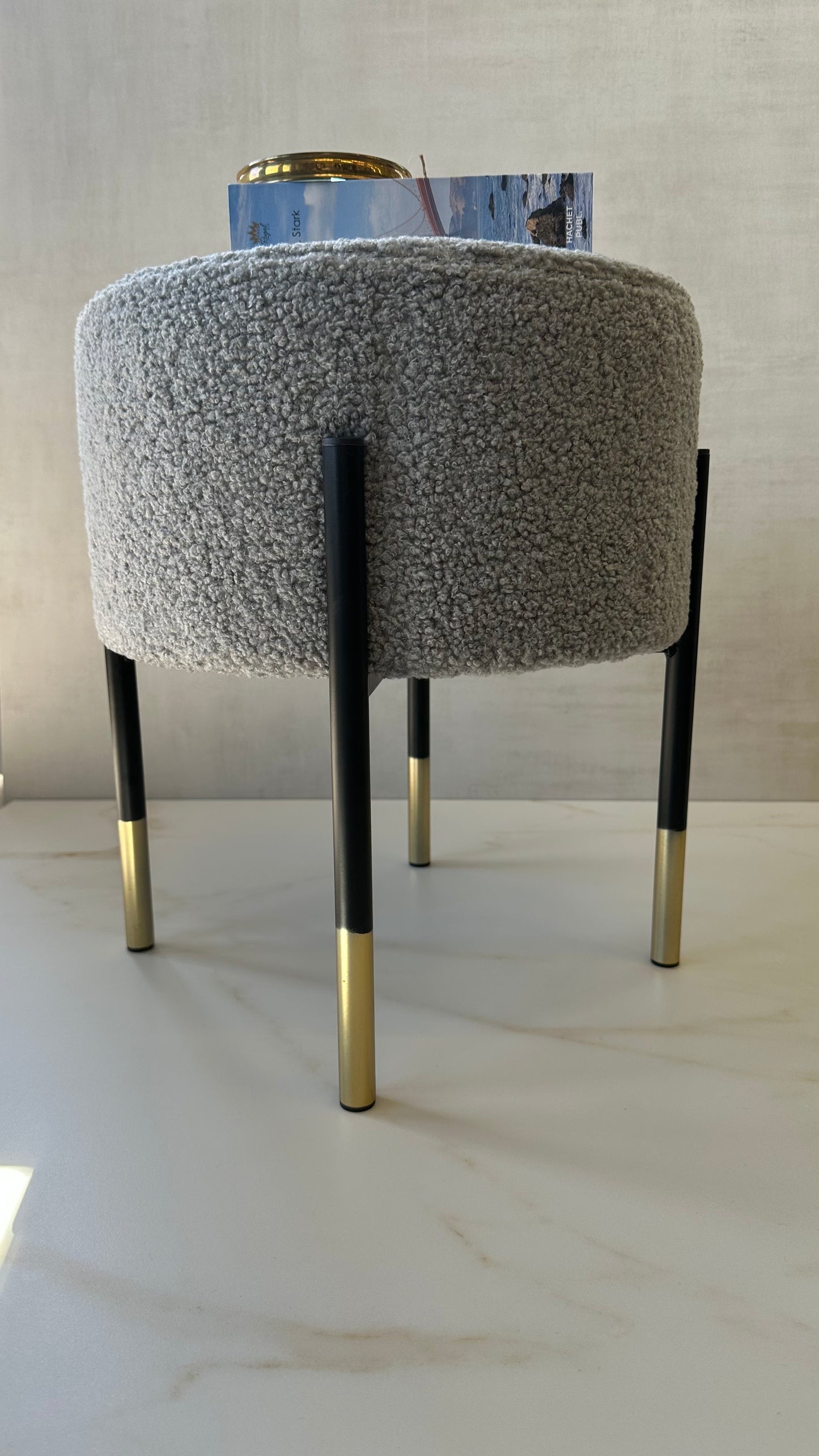 Gray Stools Black and Gold legs