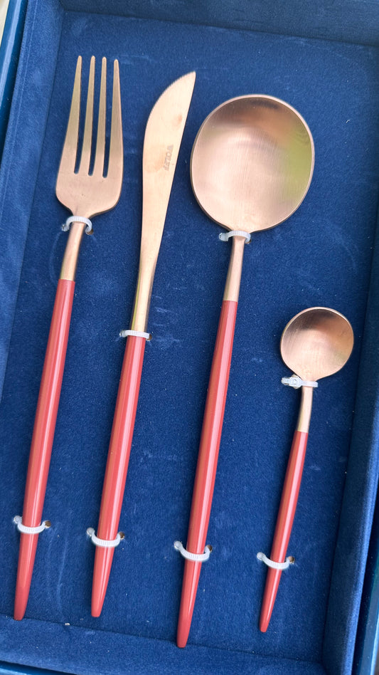 Cutlery 24pcs Wolf Rose And Terracotta