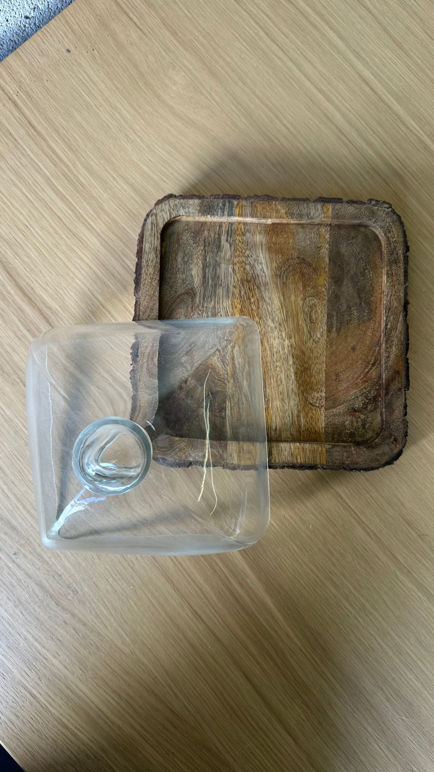 Wooden Table With Glass Top