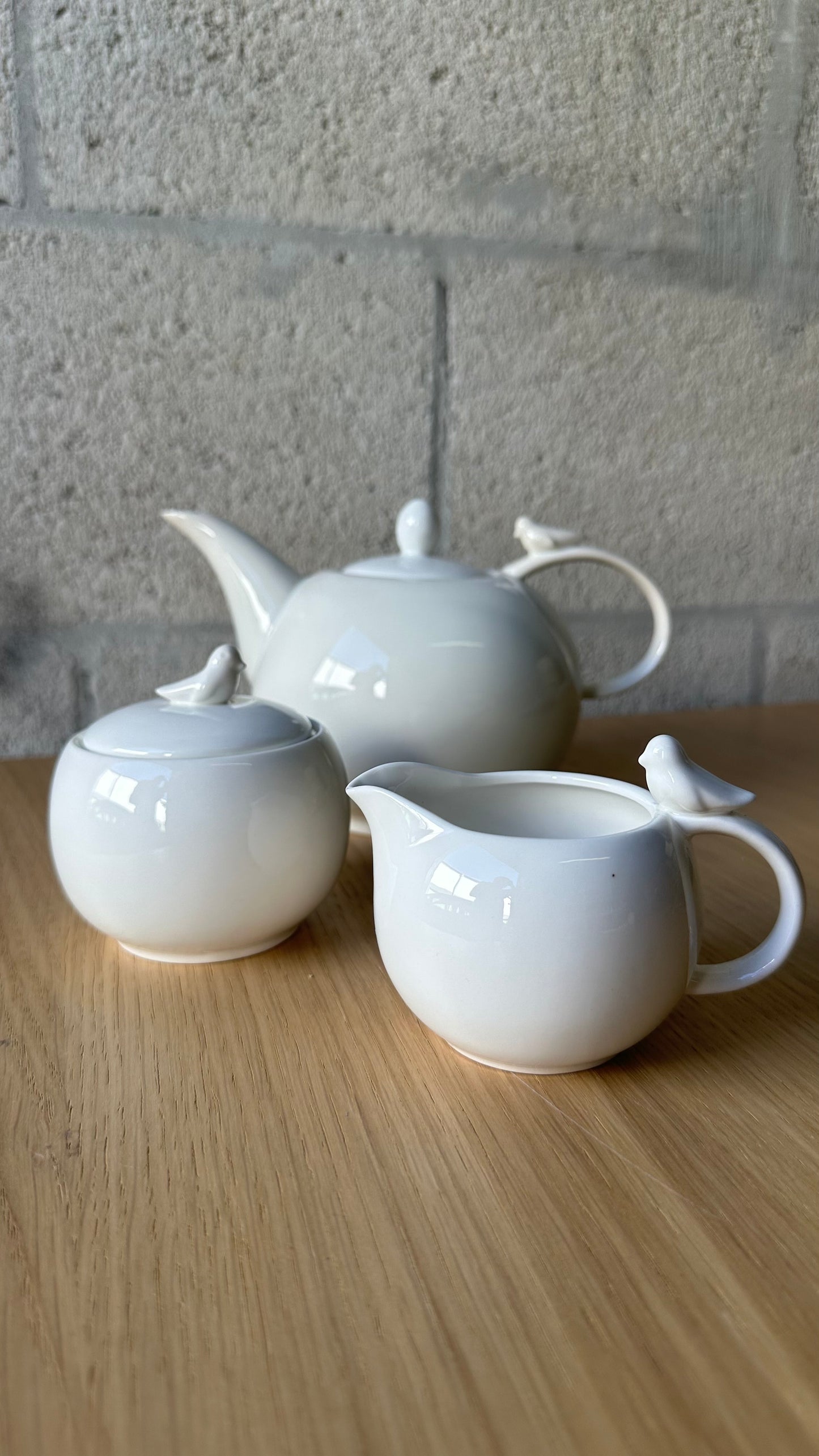 Set 3pcs Porcelain Bird Mini Jug, Sugar And Container