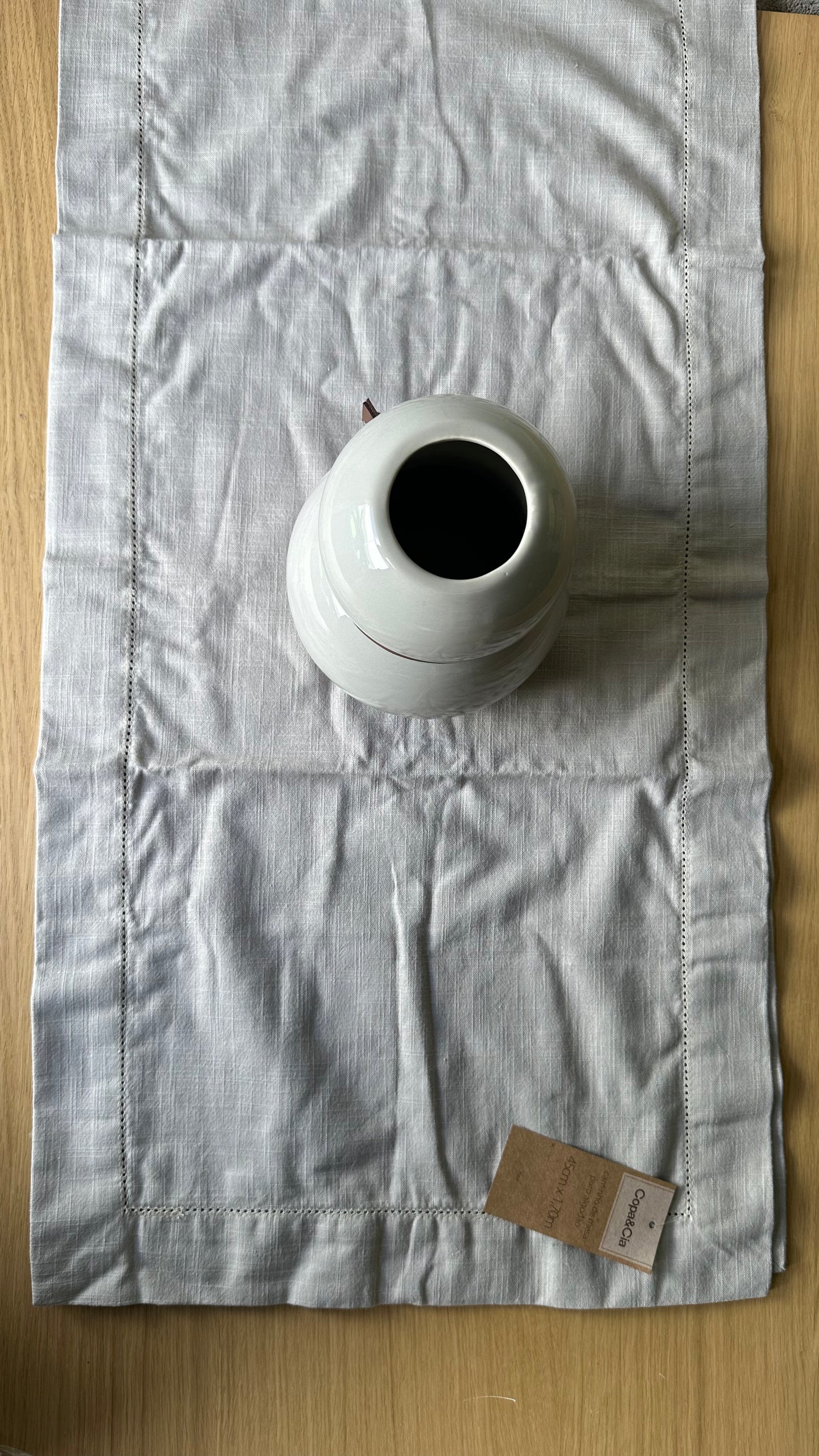 Tablecloth Center Table Beige Pure Cotton 45cm X1.70m