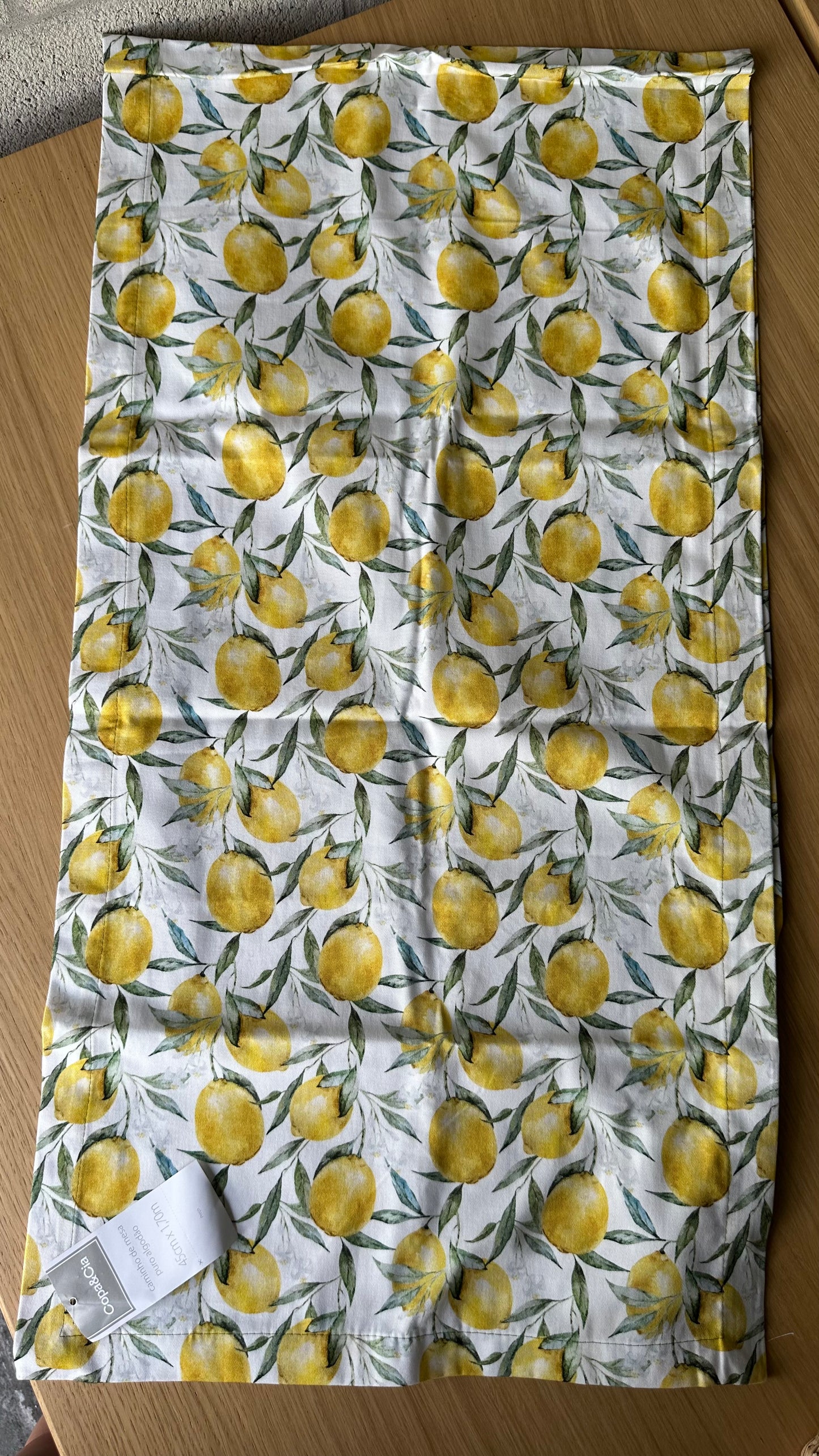 Tablecloth Center Table Lemons Pure Cotton 45cm X 1.70m