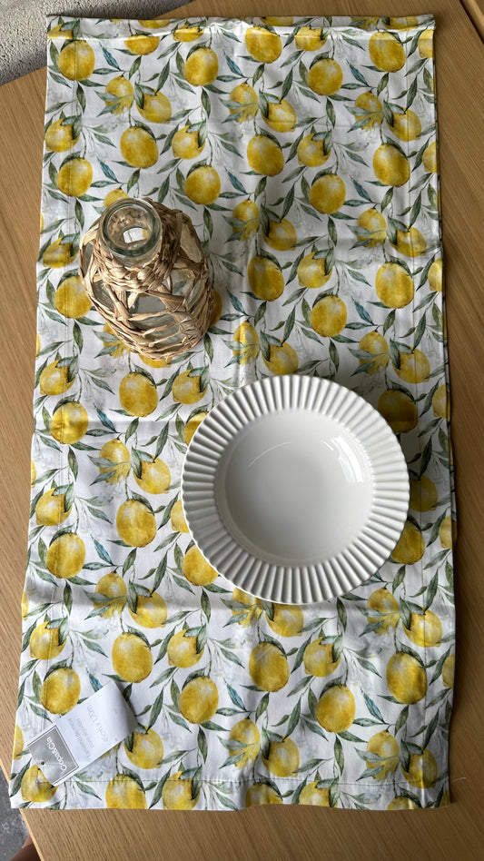 Tablecloth Center Table Lemons Pure Cotton 45cm X 1.70m