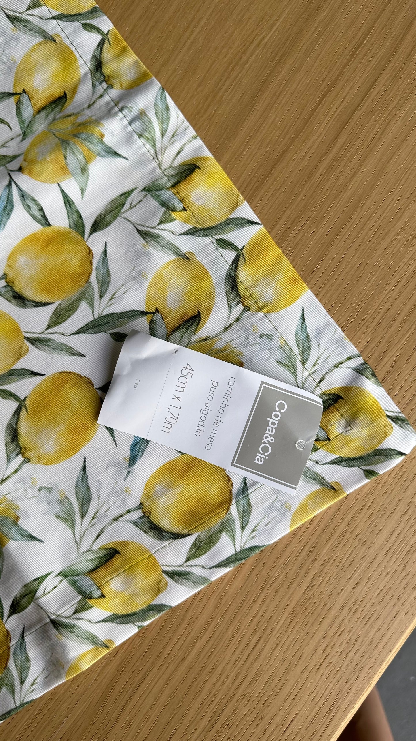 Tablecloth Center Table Lemons Pure Cotton 45cm X 1.70m