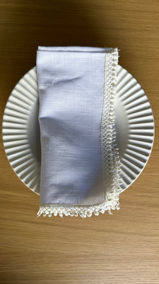 White Balls Fabric Napkin 6pcs 45cm X 45cm