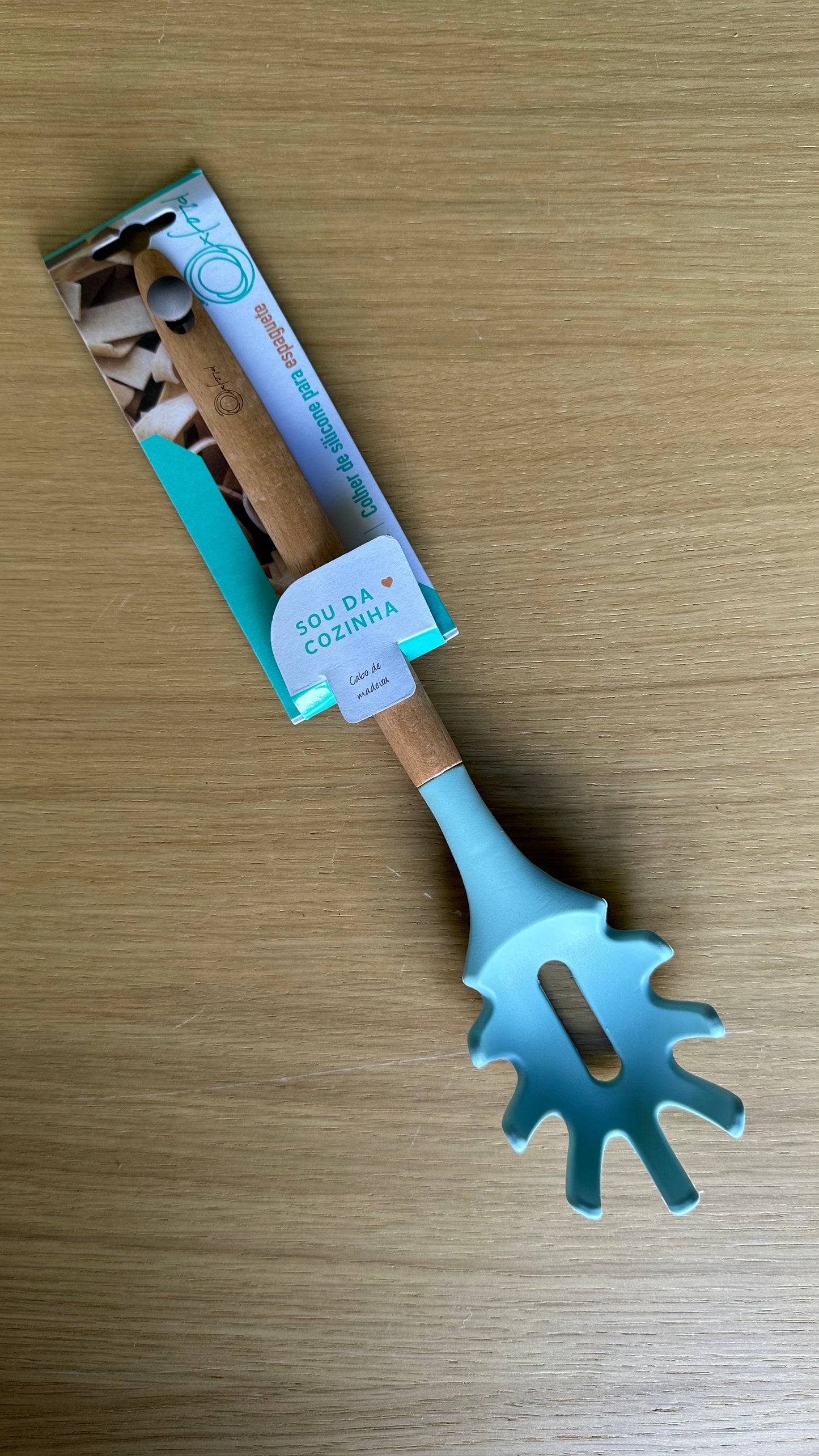 Teaspoon For Pasta Silicone Turquoise And Wood