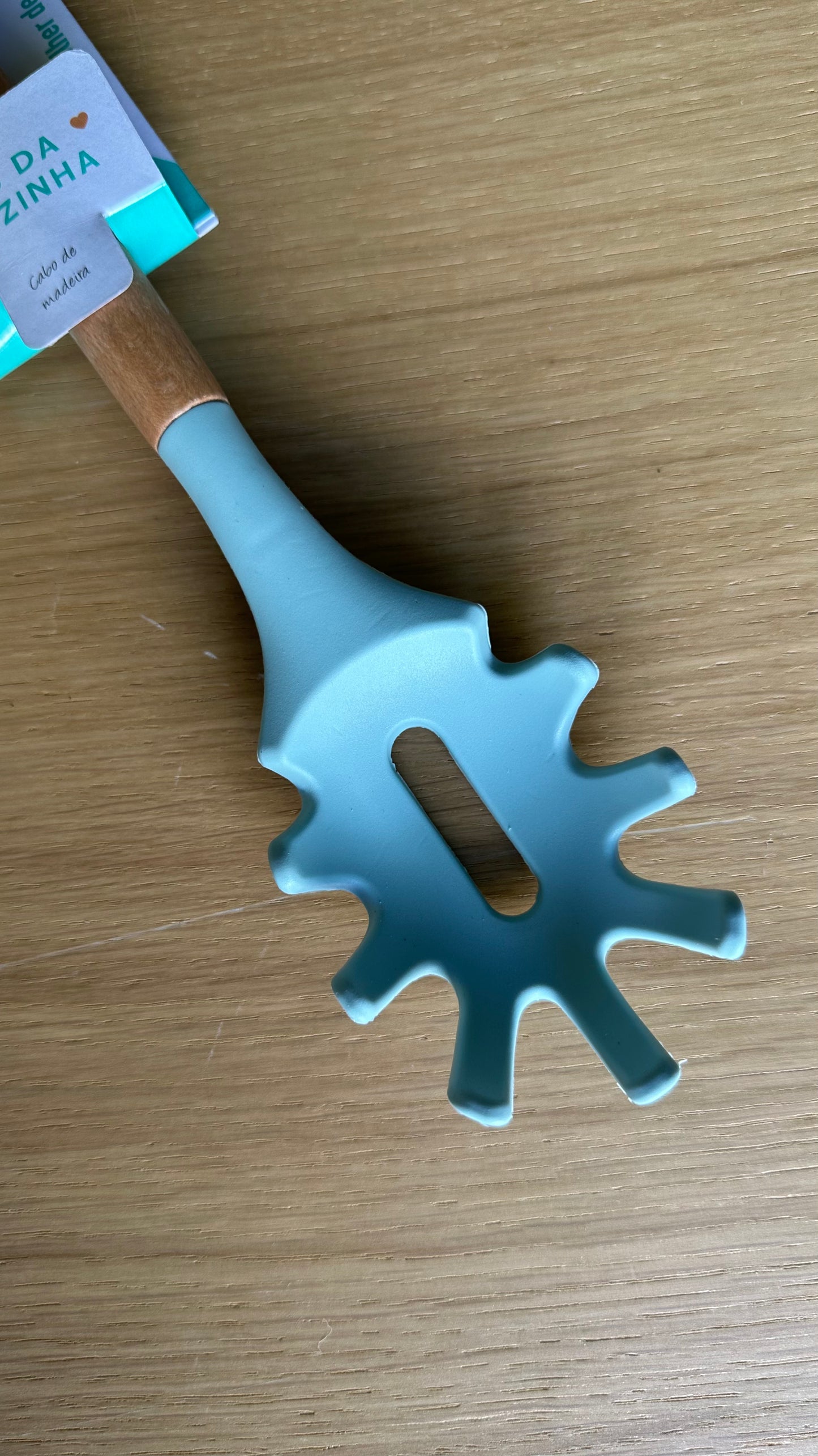 Teaspoon For Pasta Silicone Turquoise And Wood