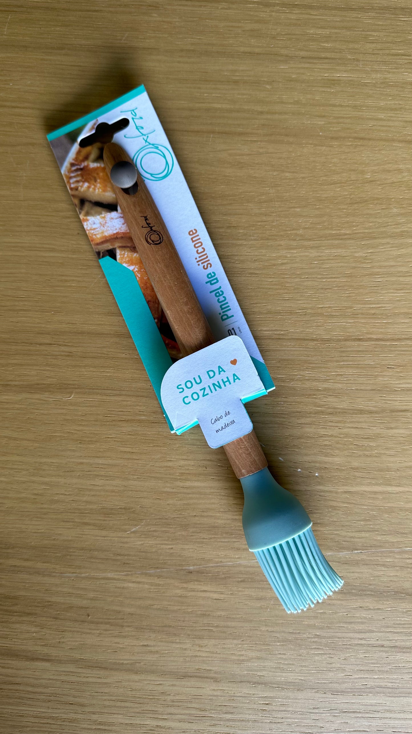 Turquoise Wood Silicone Brush